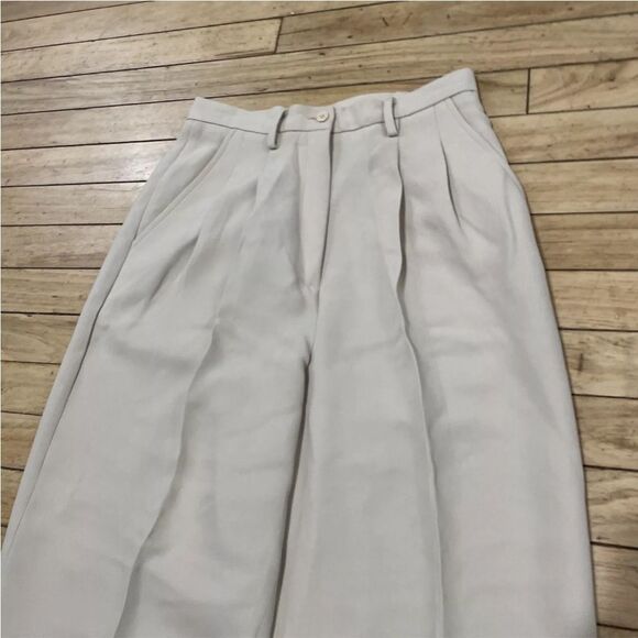 INC International Concepts Pleated Pants Women 8 Wide Cuff Cream High Rise 27x28 - Picture 13 of 16